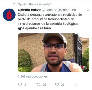 Difunden video de agresión a ciclista en Cochabamba como si fuera en Santa Cruz