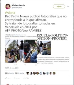 "Red Patria Nueva" uses photos from Venezuela to claim they were taken in Cochabamba