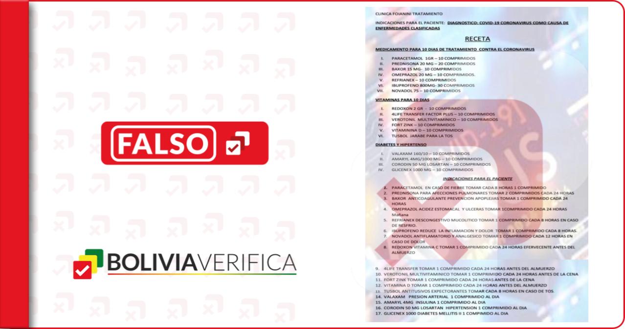 Clínica Foianini no emitió receta para combatir la COVID-19 – Bolivia  Verifica