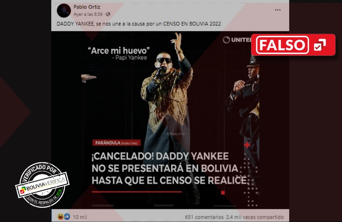 Unitel no publicó que el concierto de Daddy Yankee fue cancelado – Bolivia  Verifica