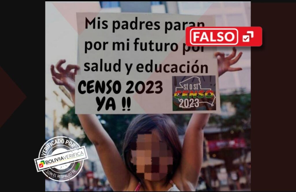 Imagen que muestra a una niña con un cartel de protesta por el censo ...