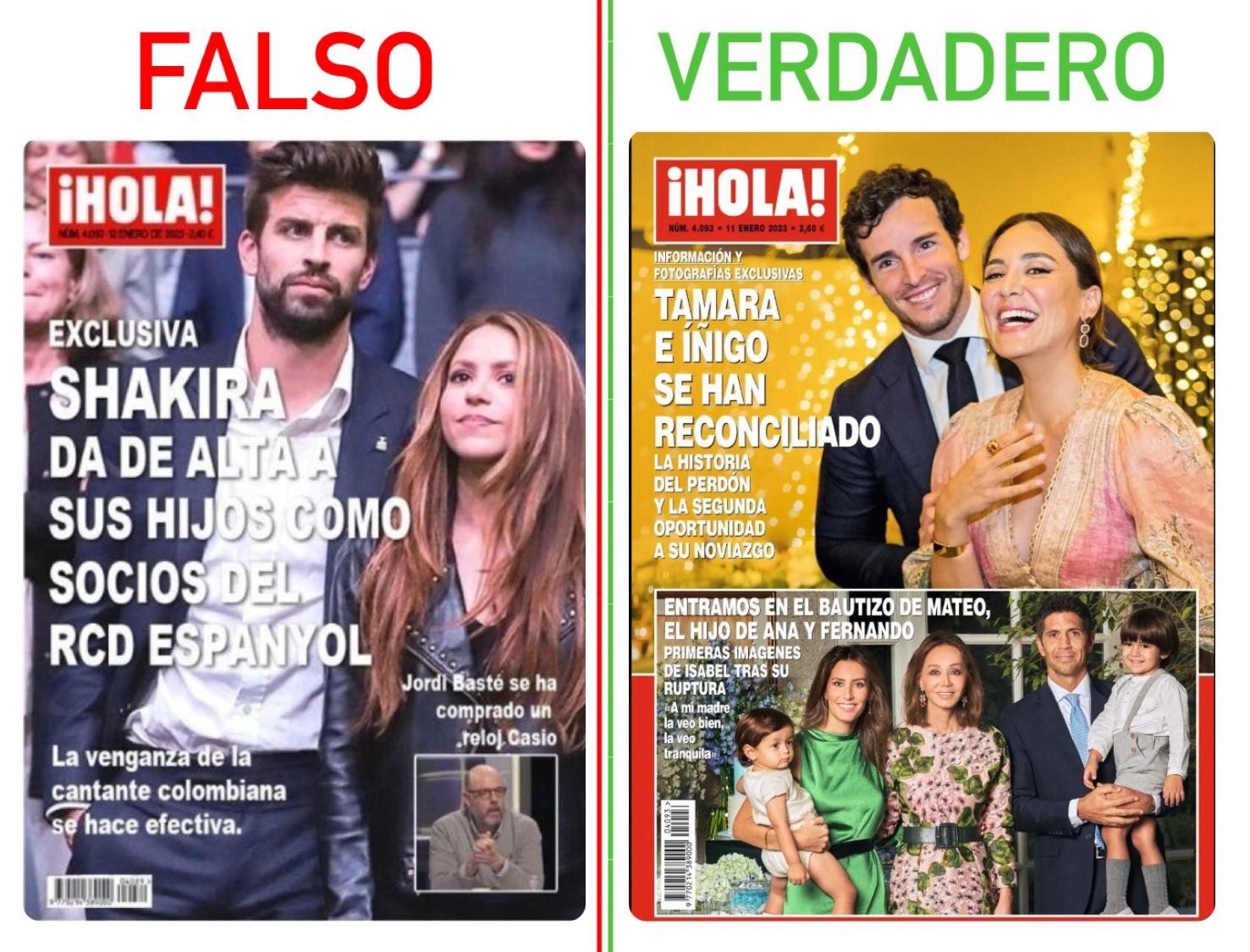 La revista ¡Hola! no ha publicado que Shakira asoció a sus hijos en el club  RCD Spanyol – Bolívia verifica