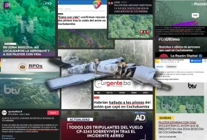 Al menos 27 medios tradicionales y portales digitales difundieron desinformación sobre pilotos de avión accidentado en Cochabamba